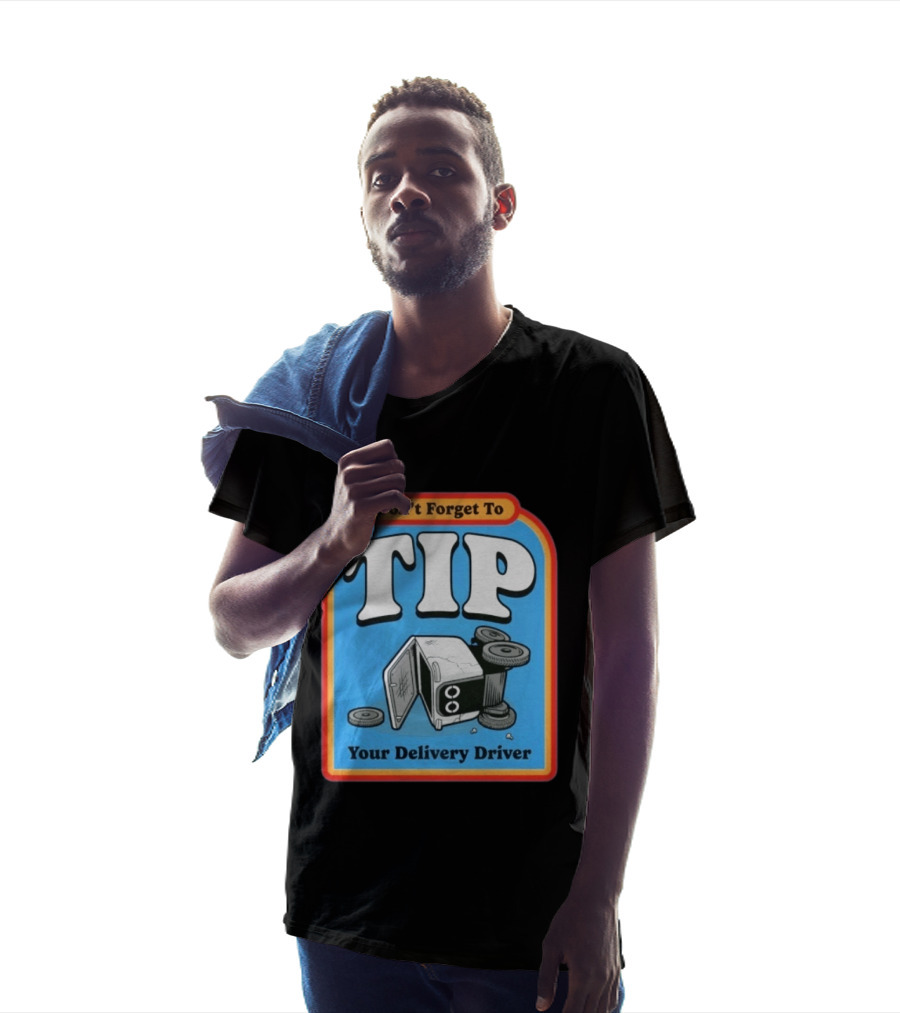 Don't Forget To Tip Your Delivery Driver Cartoon Flipped Truck T-Shirt