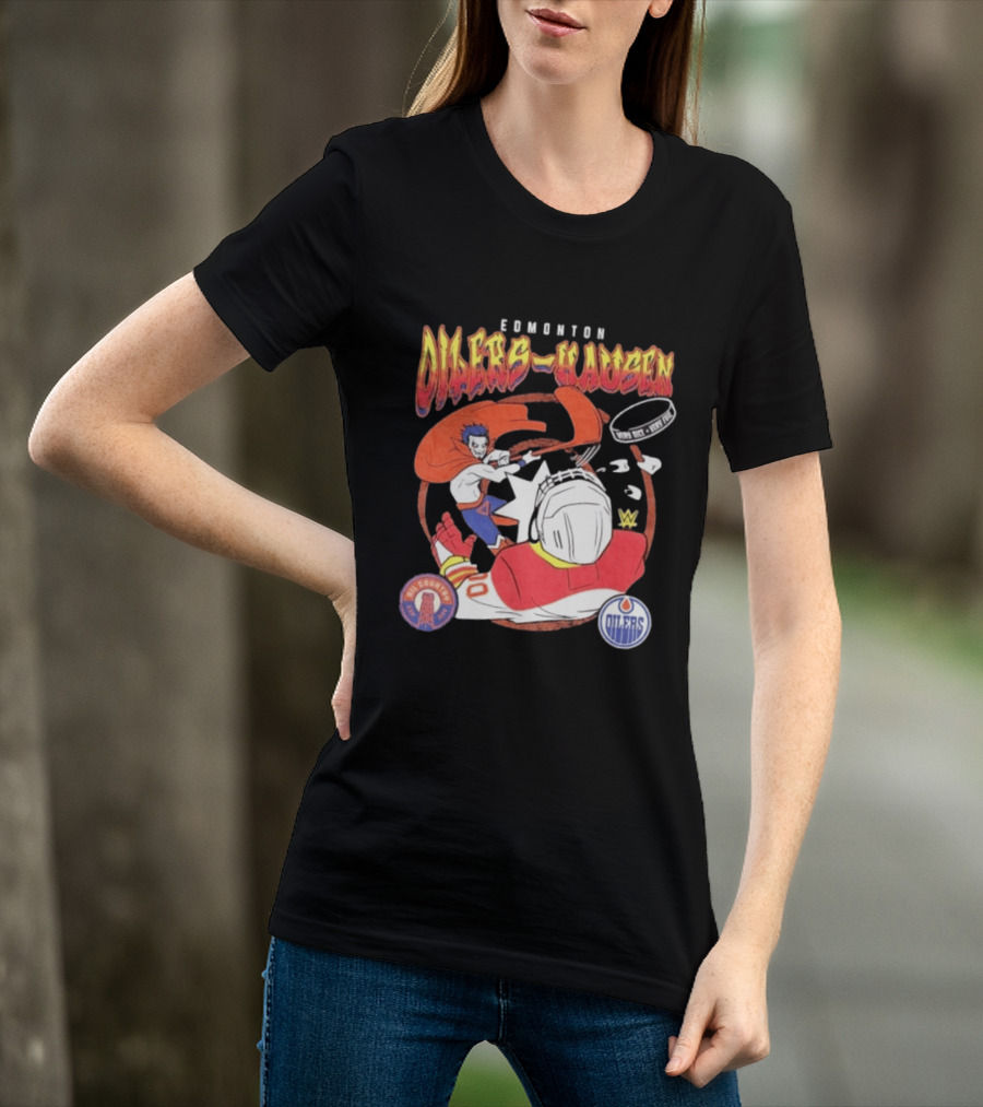 Edmonton Oilers Hausen Very Nice Very Evil WWE Summer Tour T-Shirt