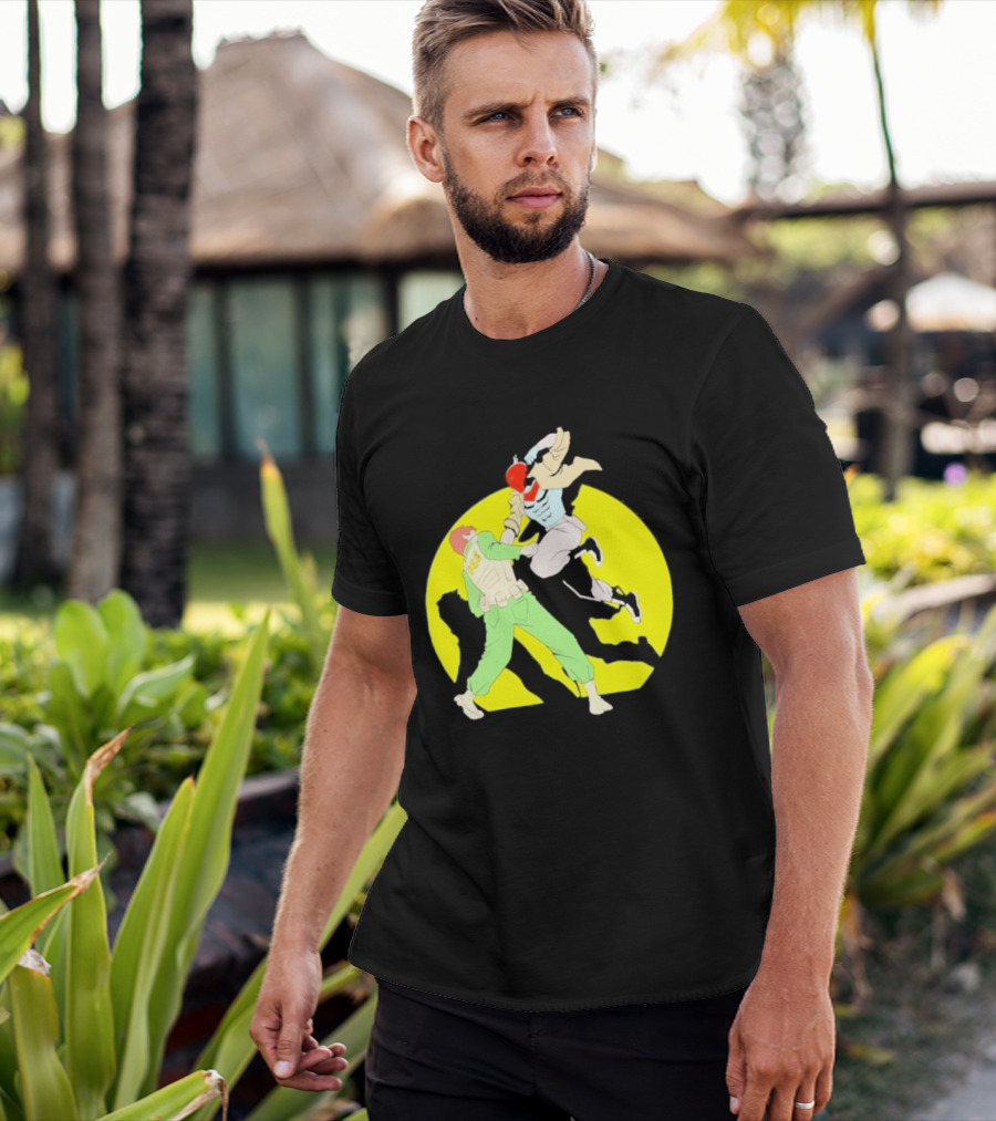 Red Hood Versus Ice Soldier Combat Action Scene T-Shirt