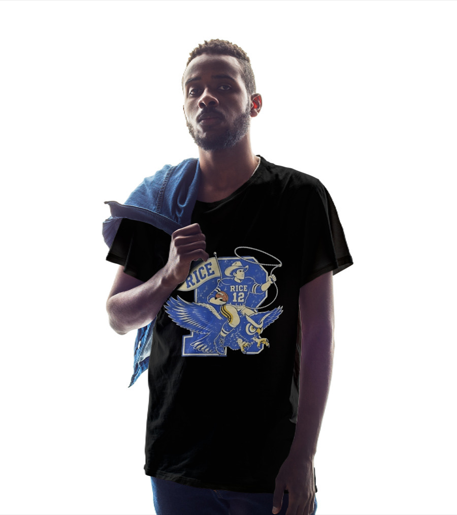 Rice Owls Football Player 12 Cowboy Riding Owl Team Spirit T-Shirt