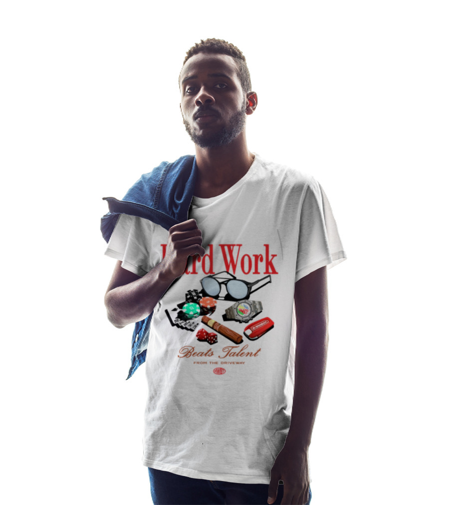 Hard Work Beats Talent Glasses Cards Chips Fun T-Shirt