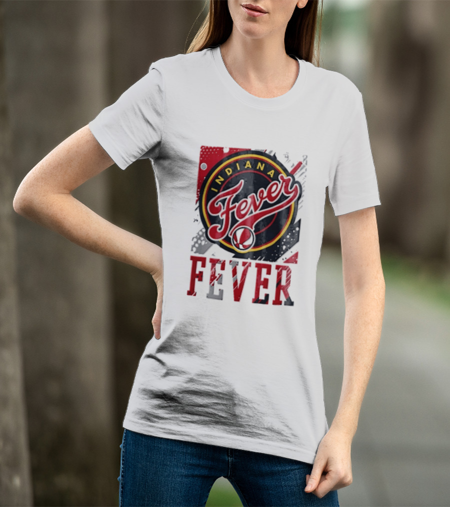 Indiana Fever WNBA Distressed Paint Splatter Basketball Logo Fever T-Shirt