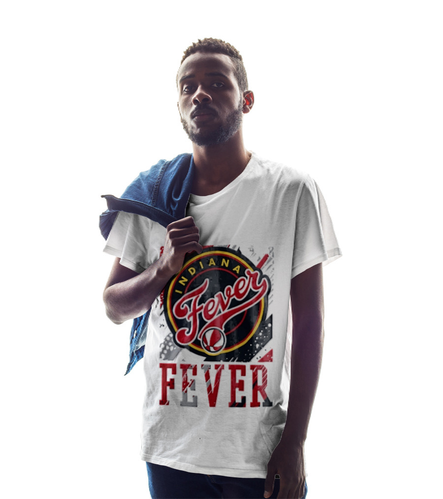 Indiana Fever WNBA Distressed Paint Splatter Basketball Logo Fever T-Shirt