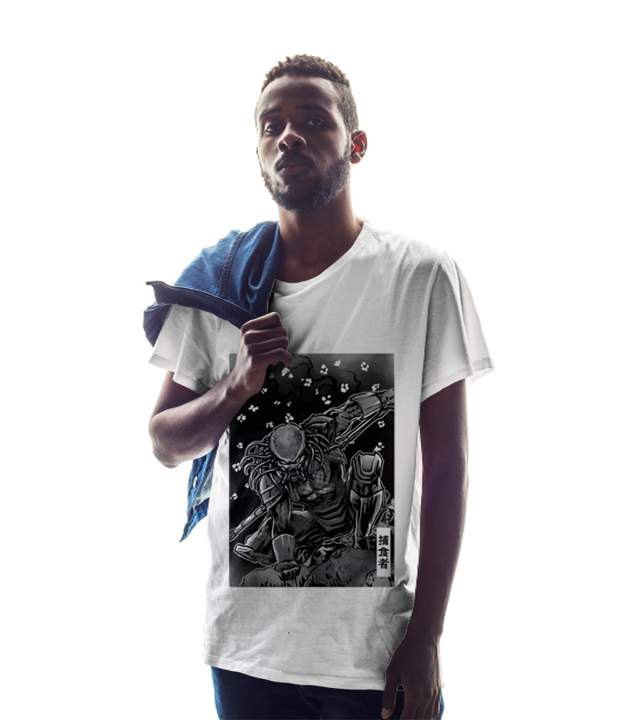 Predator Japanese Kanji Ink Sci Fi Alien Manga T-Shirt