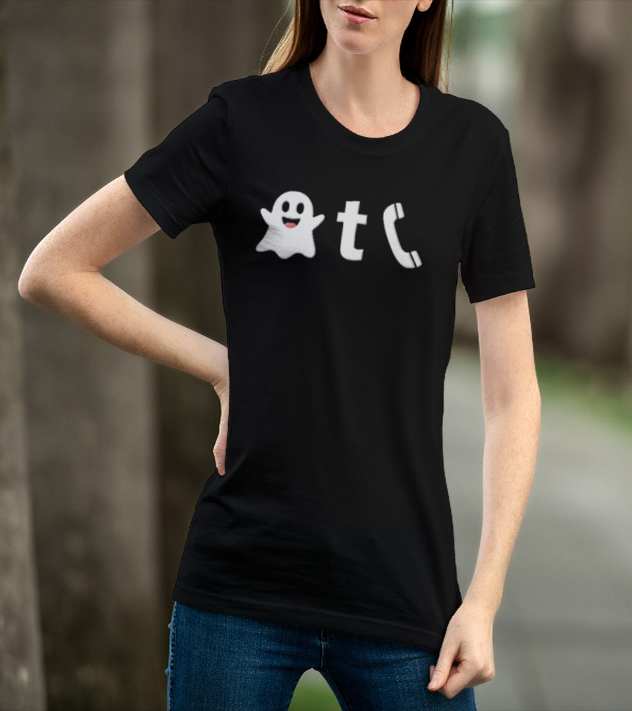 Ghost Emoji Phone Handset Icon White T-Shirt