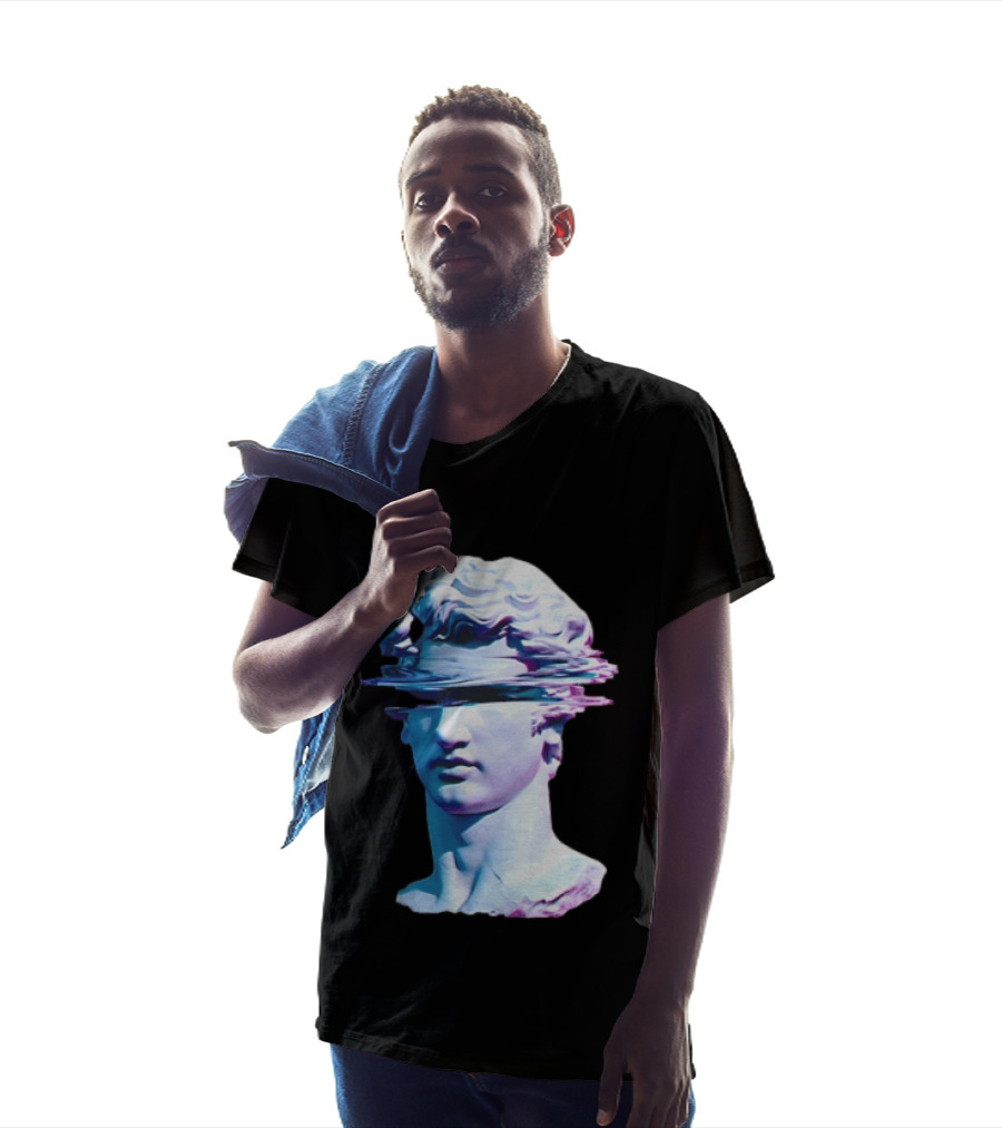 You Are Not Forgotten Classical Statue Bust Glitch Wave Distortion David Vaporwave Aesthetic T-Shirt