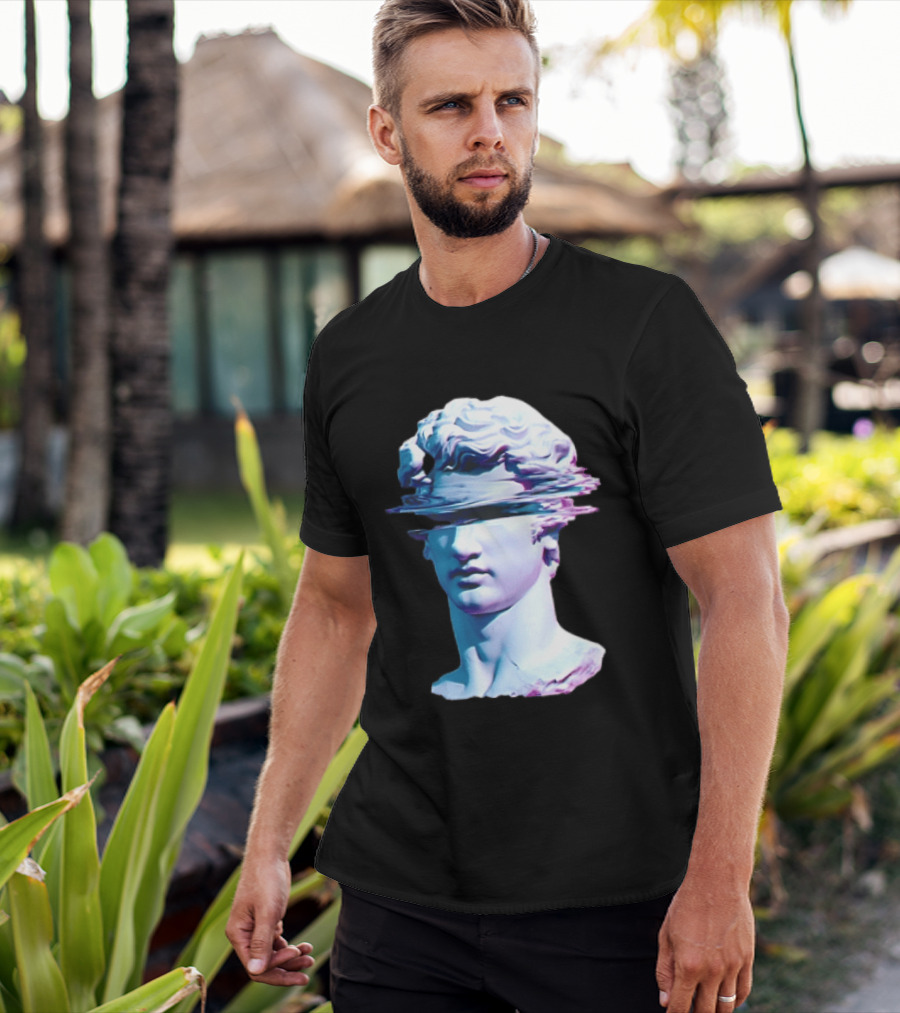 You Are Not Forgotten Classical Statue Bust Glitch Wave Distortion David Vaporwave Aesthetic T-Shirt
