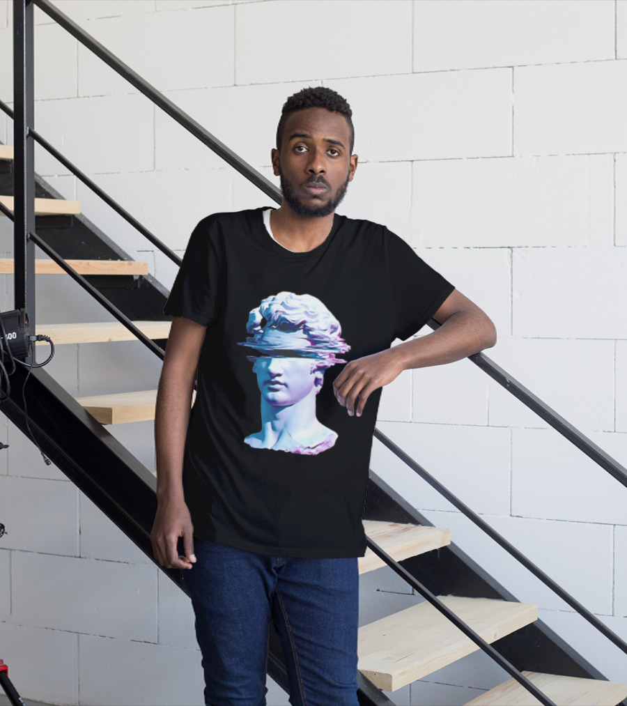 You Are Not Forgotten Classical Statue Bust Glitch Wave Distortion David Vaporwave Aesthetic T-Shirt