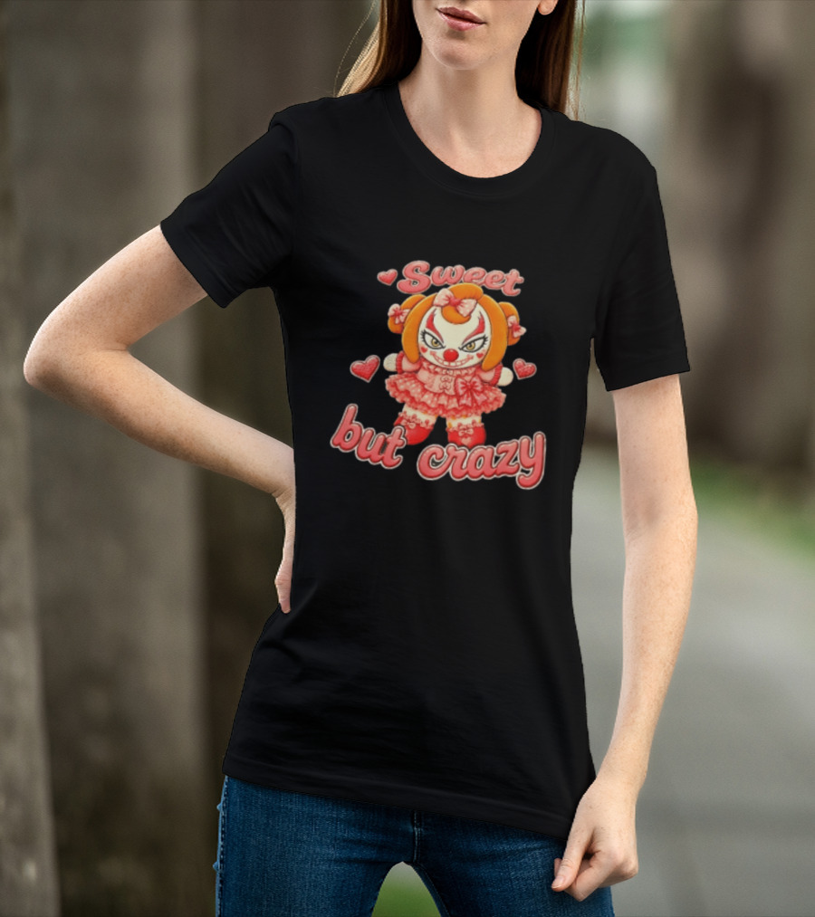 Sweet But Crazy Evil Harlequin Clown Doll Hearts T-Shirt