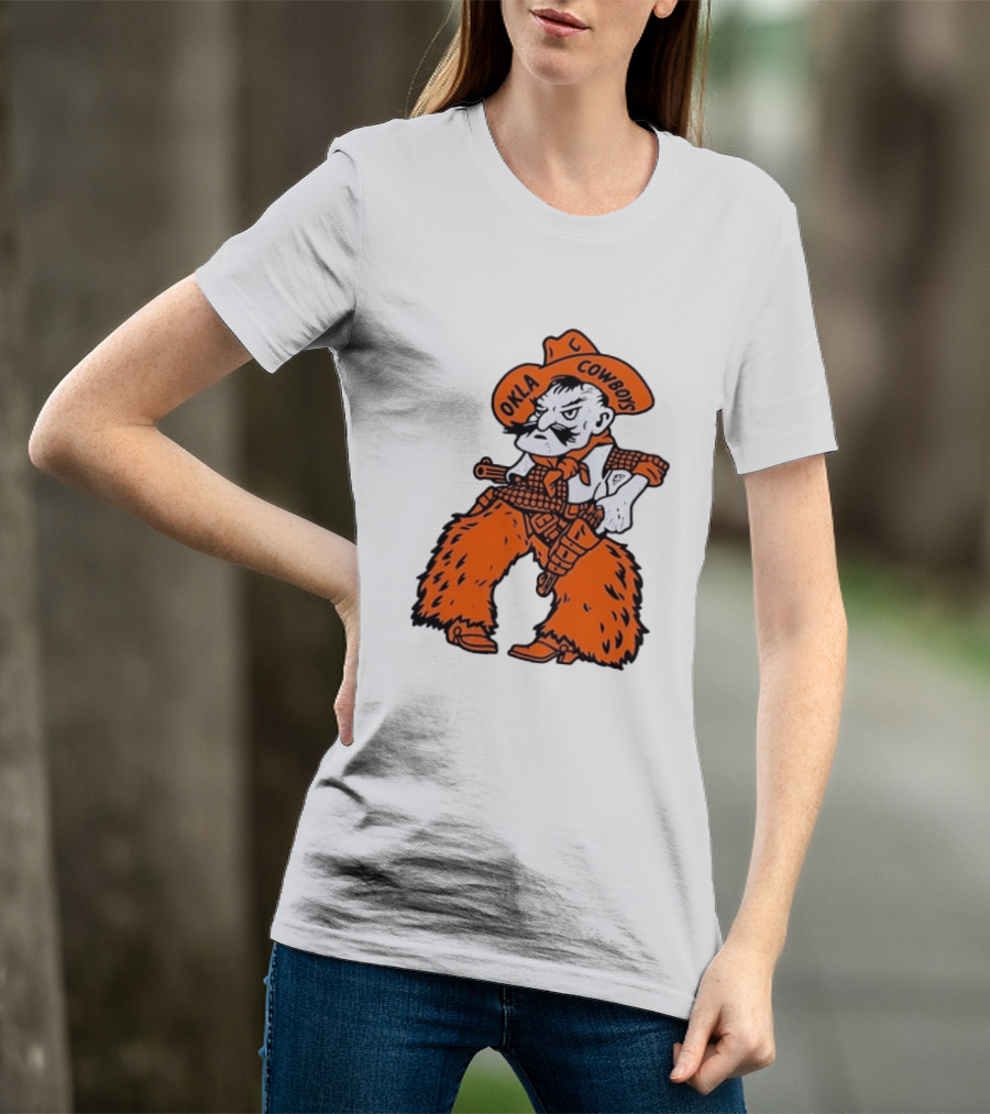Oklahoma Cowboys Pistol Pete Orange Cowboy T-Shirt