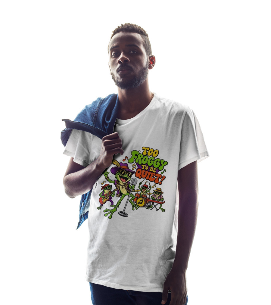 Too Froggy To Be Quiet Rock Band Frogs Group Playing Music T-Shirt