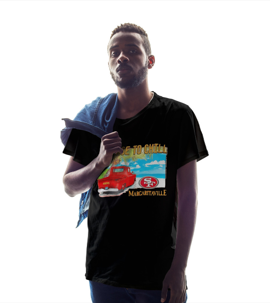 San Francisco 49ers License To Chill Margaritaville Beach Scene Vintage Truck T-Shirt