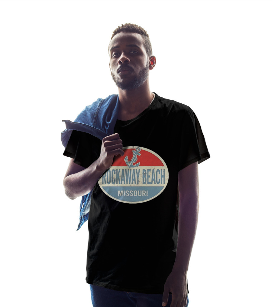 Rockaway Beach Missouri Distressed Anchor Red White Blue Vintage Look T-Shirt