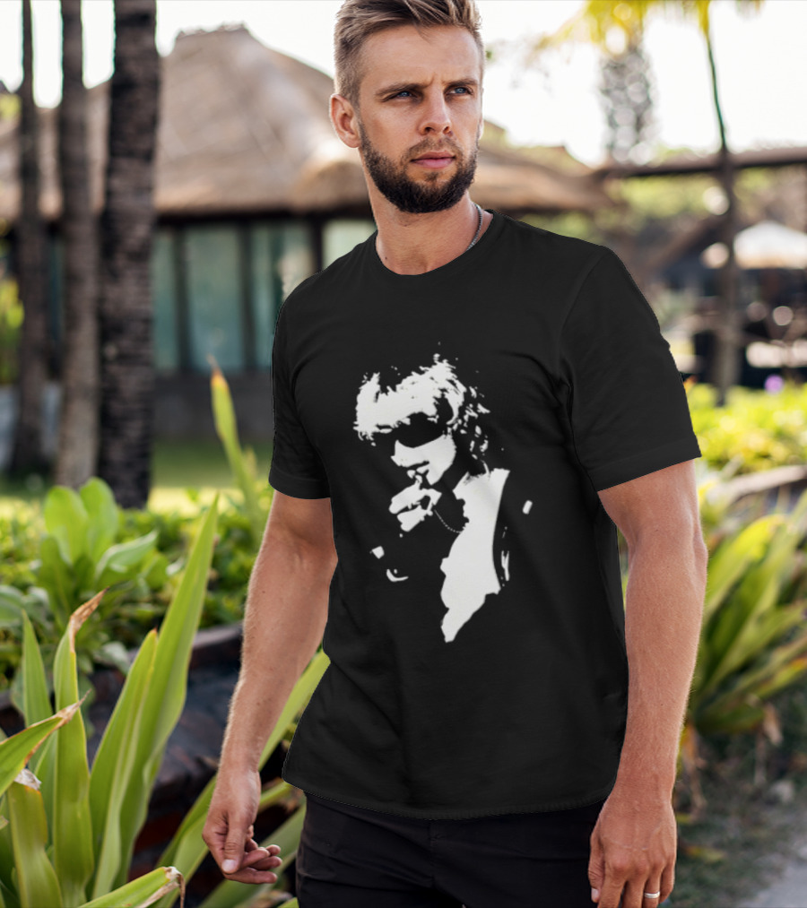 High Contrast Stencil Style Iconic Sunglasses Smoking Man T-Shirt