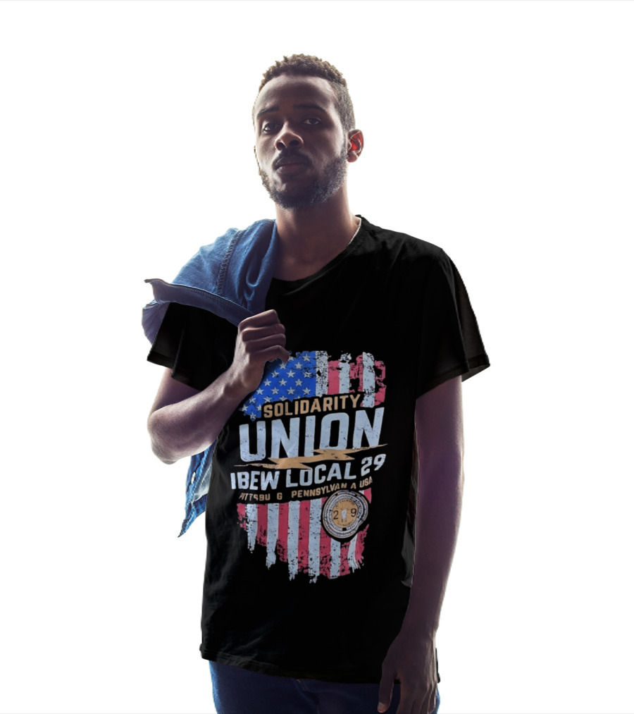 Solidarity Union IBEW Local 29 Pennsylvania USA American Flag T-Shirt