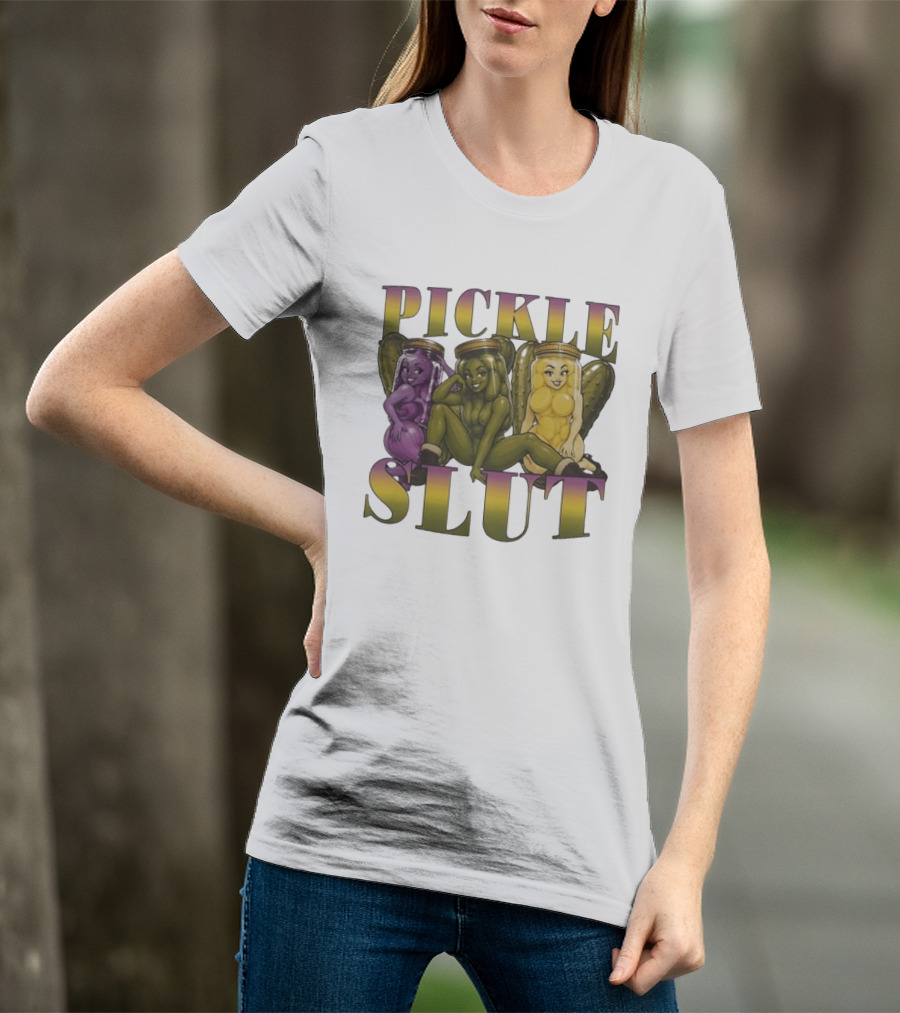 Pickle Slut Food Humor Cute Cartoon Jar Characters T-Shirt