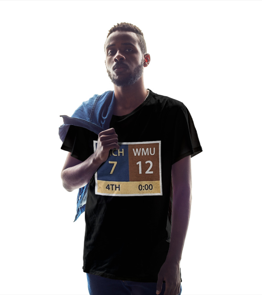 Michigan 7 WMU 12 4th Quarter Scoreboard T-Shirt