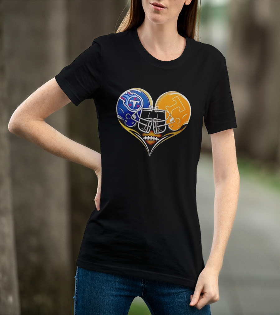 Tennessee Titans Tennessee Volunteers Football Heart Helmet T-Shirt