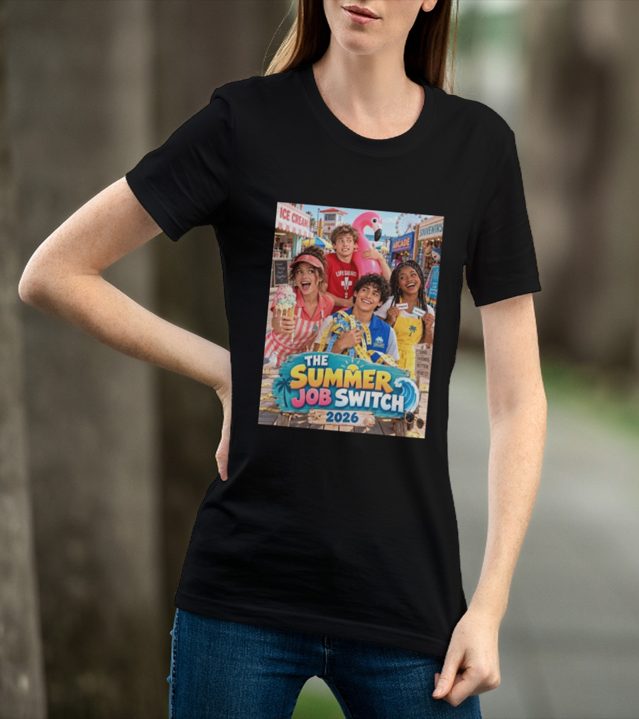 The Summer Job Switch 2026 Ice Cream Adventure Lifeguard Arcade Souvenirs Sand Friends T-Shirt
