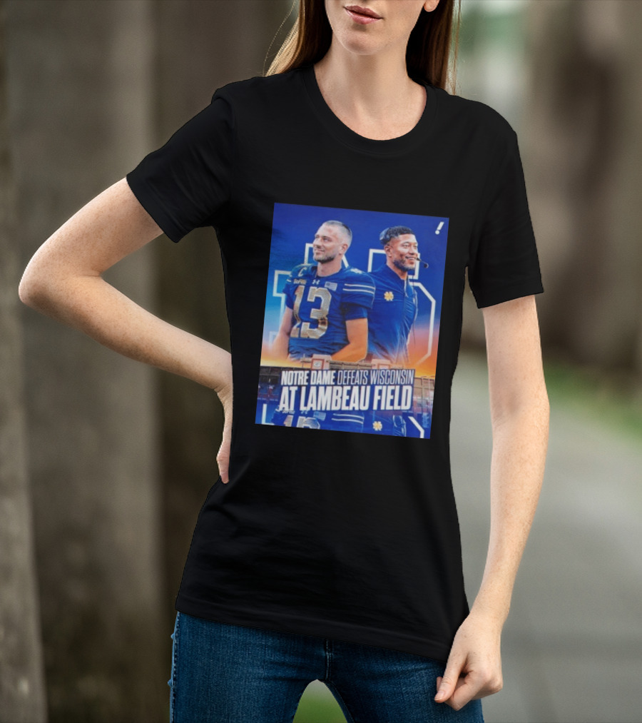 Notre Dame Defeats Wisconsin At Lambeau Field Notre Dame Fighting Irish Victory T-Shirt