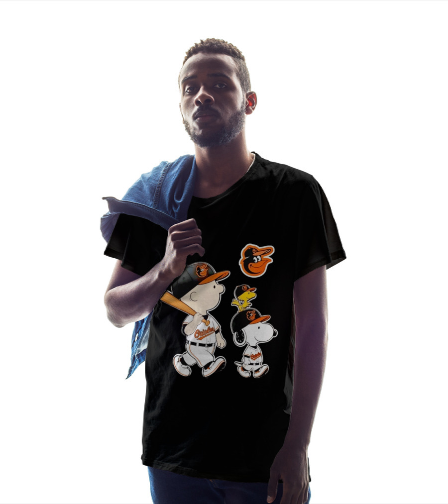 Woodstock Charlie Brown Snoopy Orioles Baseball Team T-Shirt