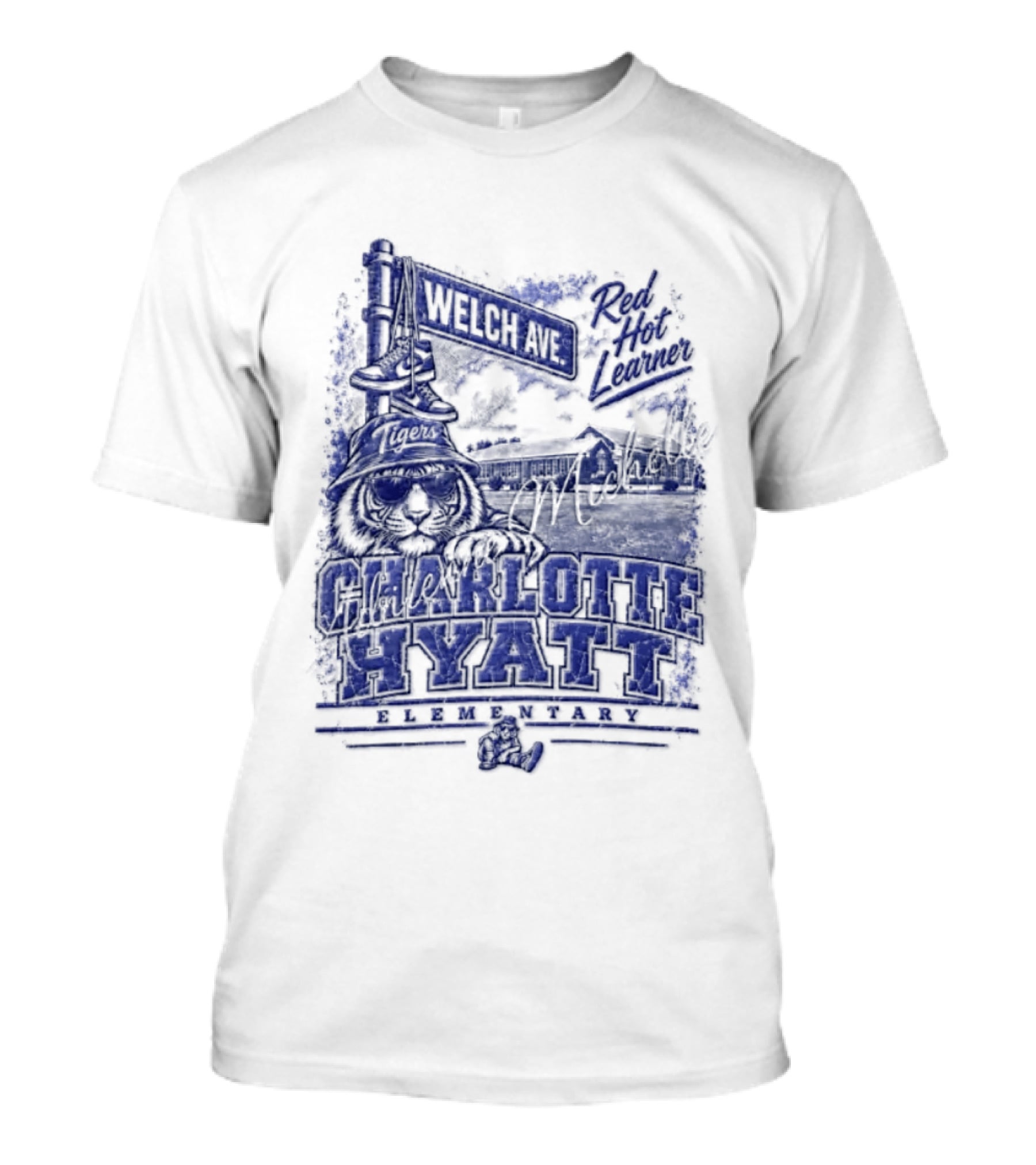 Charlotte Hyatt Welch Ave Tigers Red Hot Learner Elementary T-Shirt