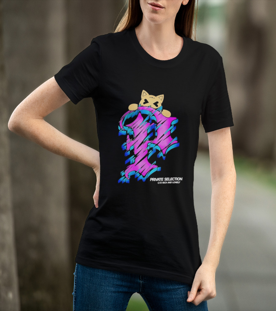 Private Selection C O Rich And Lonely Streetwear Cat Graffiti Aesthetic T-Shirt