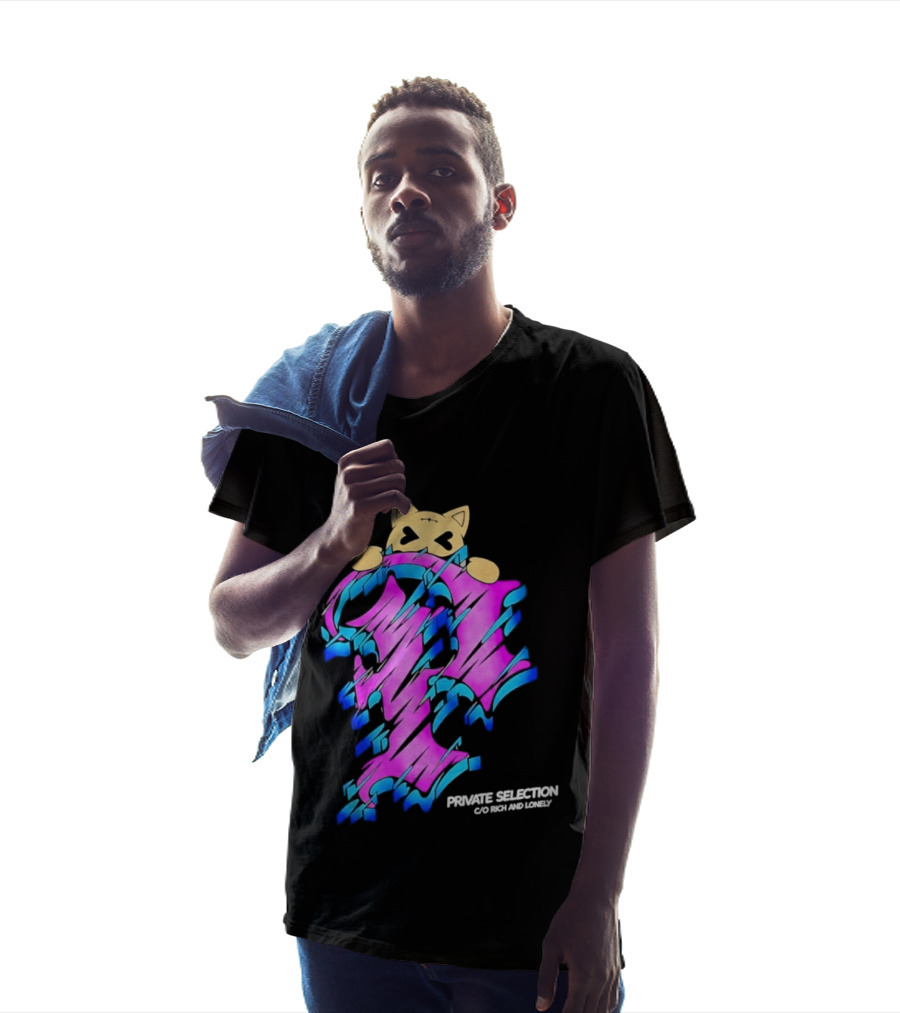 Private Selection C O Rich And Lonely Streetwear Cat Graffiti Aesthetic T-Shirt