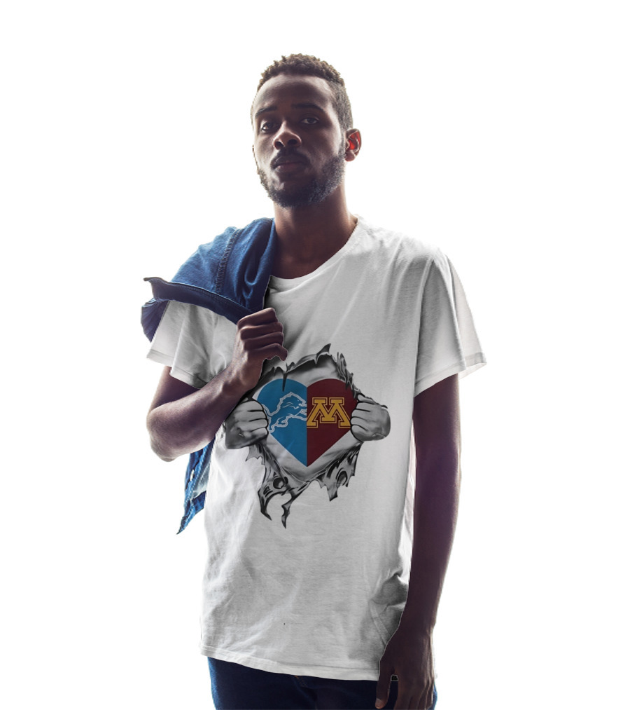 Detroit Lions And Minnesota Golden Gophers Heart T-Shirt