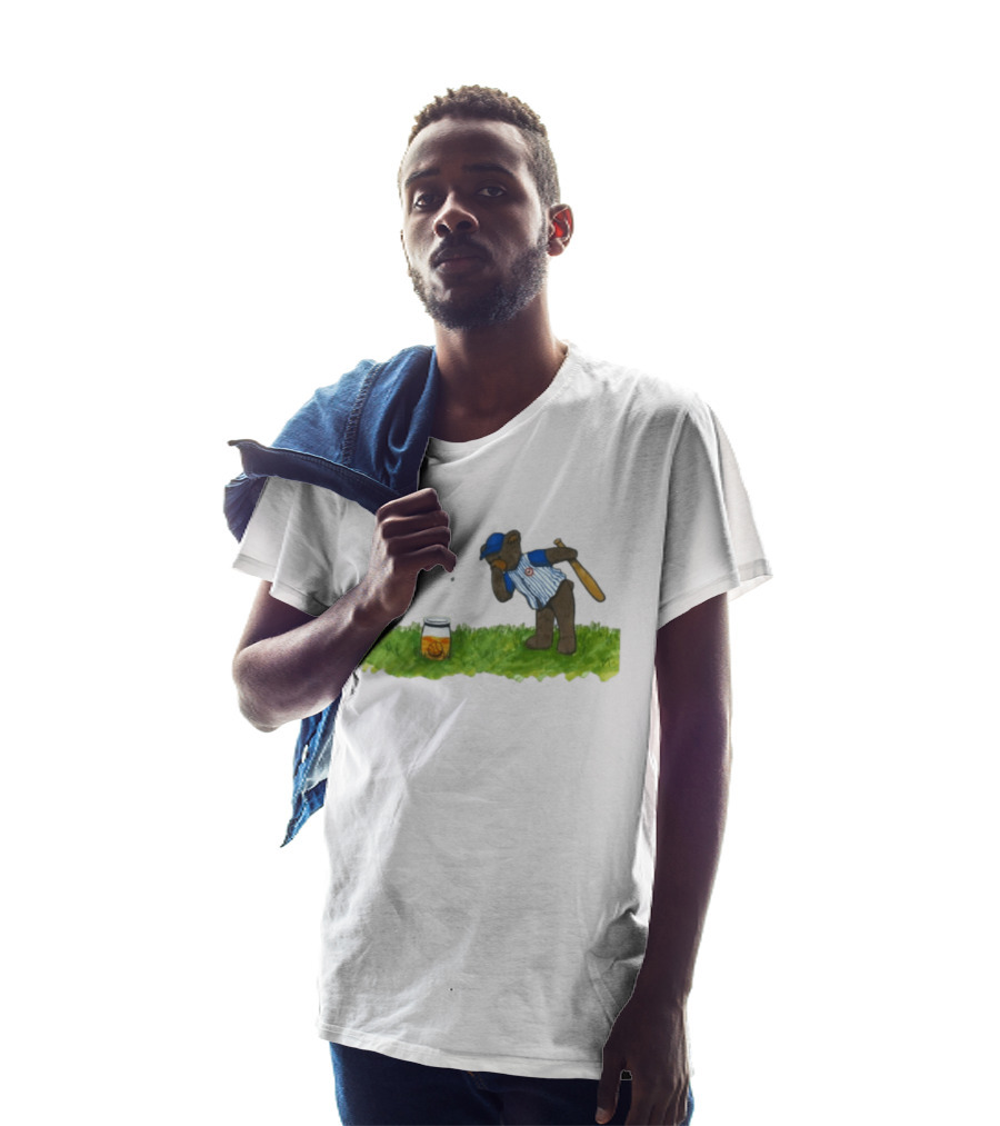 South Bend Cubs Bear With Baseball Bat And Honey Jar On Grass T-Shirt
