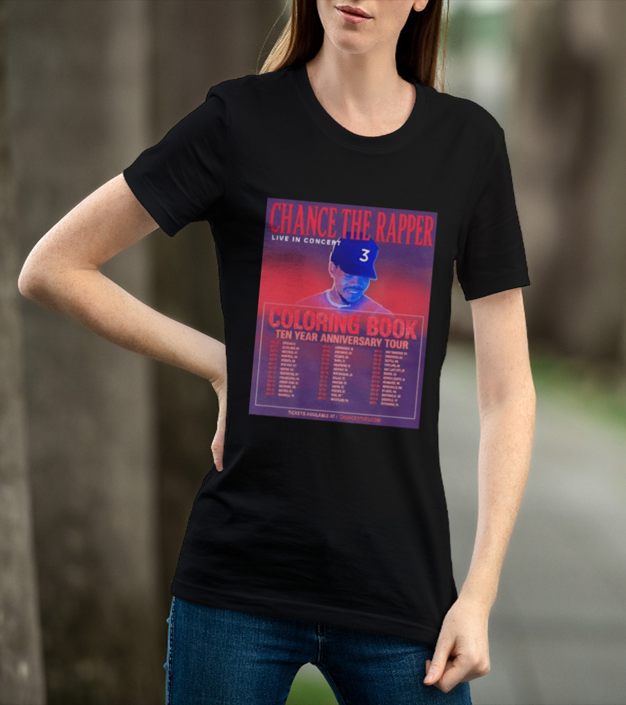 Chance The Rapper Live In Concert Coloring Book Ten Year Anniversary Tour Dates And Tickets T-Shirt