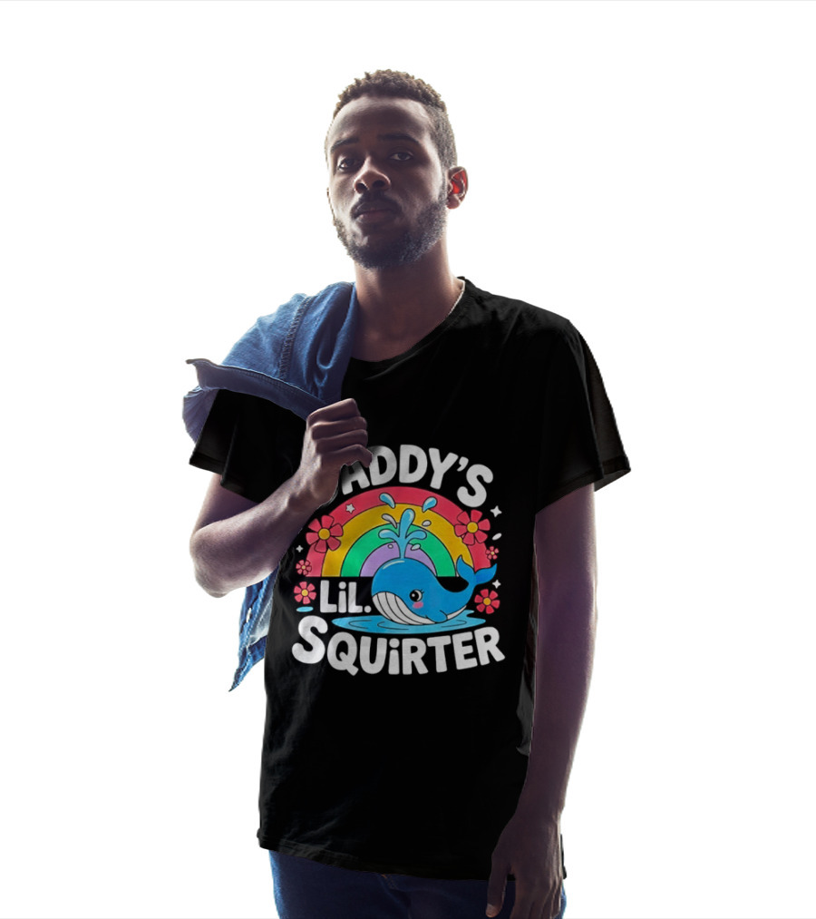 Daddy's Lil Squirter Whale Rainbow Flower T-Shirt