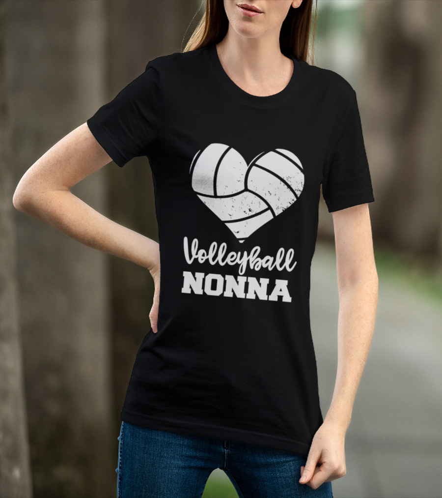 Volleyball Nonna Distressed Heart T-Shirt