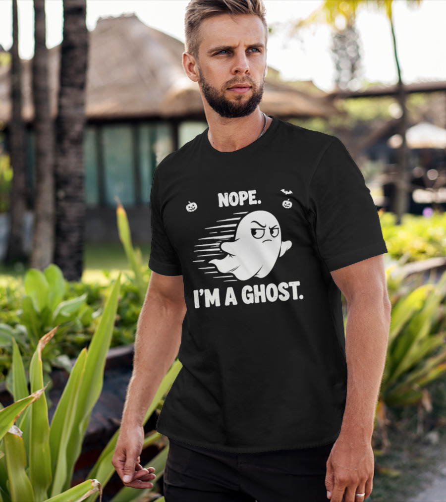 Nope I'm A Ghost Halloween Spooky With Pumpkins And Bats T-Shirt