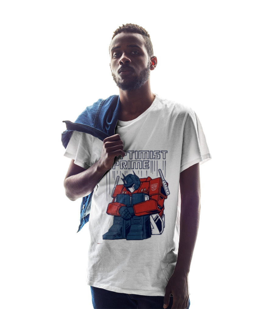 Optimist Prime Depressed Sad Robot Autobots Sitting T-Shirt
