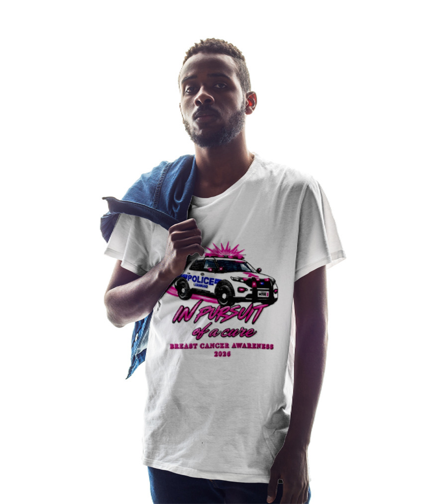 In Pursuit Of A Cure Police Car Breast Cancer Awareness 2026 T-Shirt