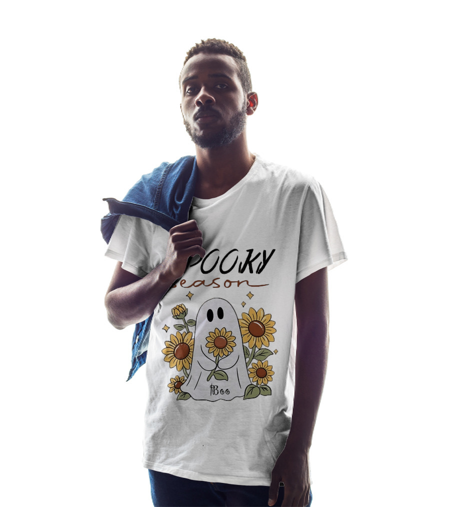 Spooky Season Ghost With Sunflowers Halloween Sunflower Ghost T-Shirt