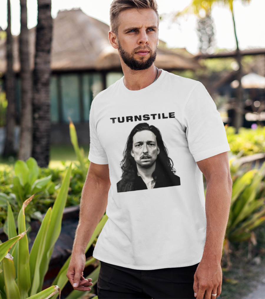Turnstile Distressed Font Black And White T-Shirt