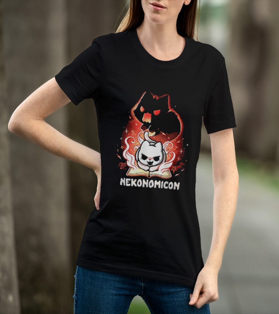 Nekonomicon Cat Summoning Dark Spirit Horror Occult Magic Spell Book T-Shirt