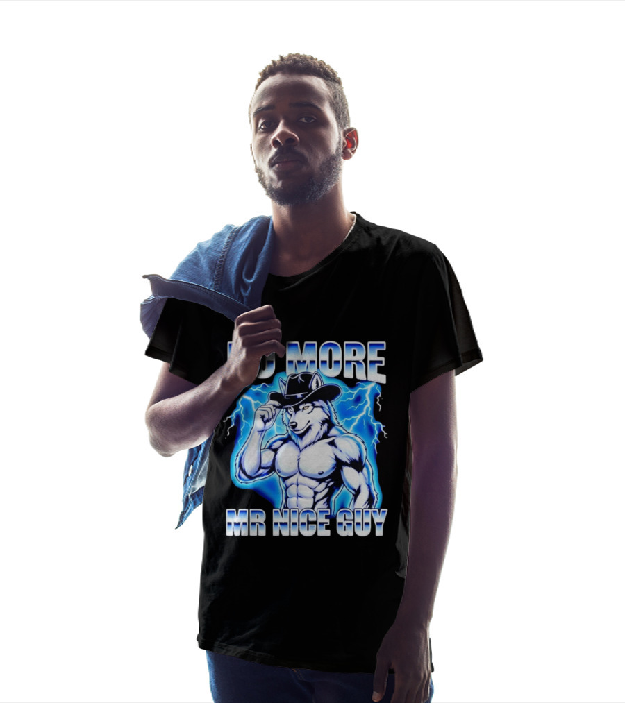 No More Mr Nice Guy Wolf Cowboy Edgy Lightning T-Shirt