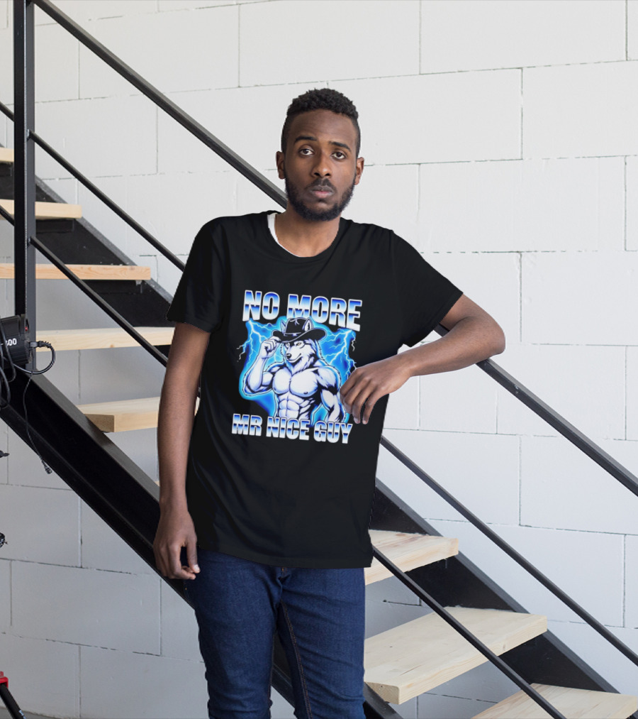 No More Mr Nice Guy Wolf Cowboy Edgy Lightning T-Shirt