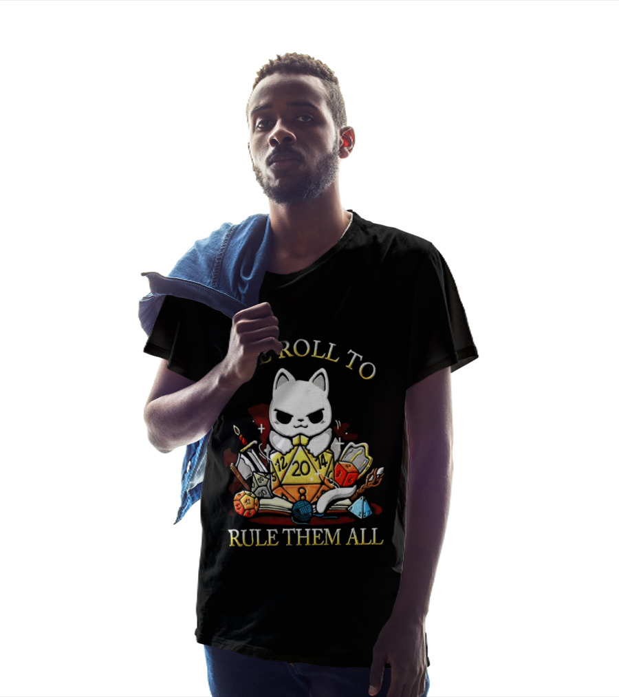 One Roll To Rule Them All Cat With Tabletop Gaming Dice T-Shirt