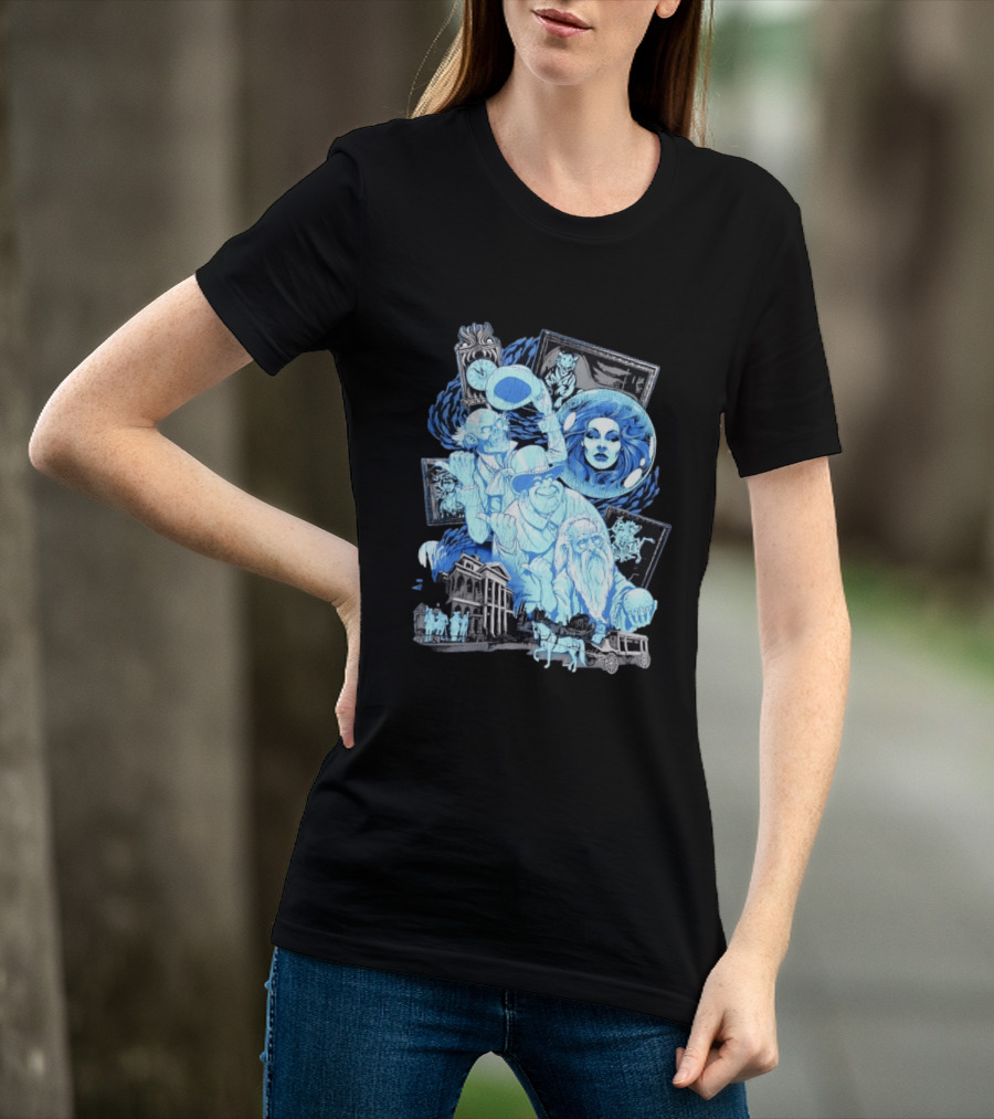 The Haunted Mansion Ghostly Spirits Madame Leota Hitchhiking Ghosts And Doom Buggy T-Shirt