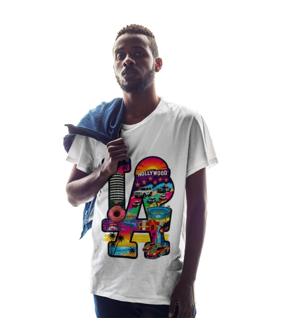 Los Angeles Hollywood Randy's Donuts Rodeo Drive Palm Trees Dodgers Stadium T-Shirt