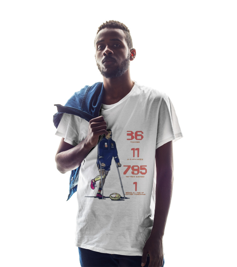 Izak Rankine 36 Tackles Crutches Adelaide Crows AFL Stats 795 Meters Gained T-Shirt