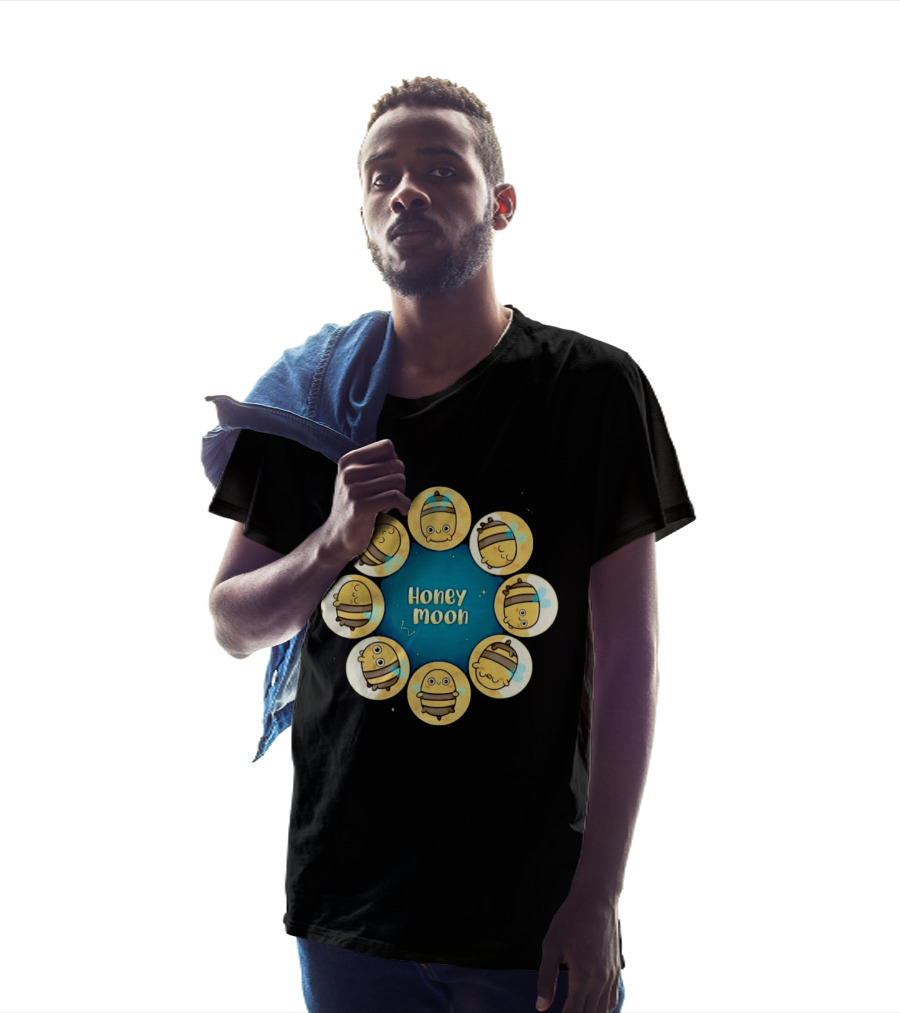 Honey Moon Bee Phases Astronomical Nature Cycle T-Shirt