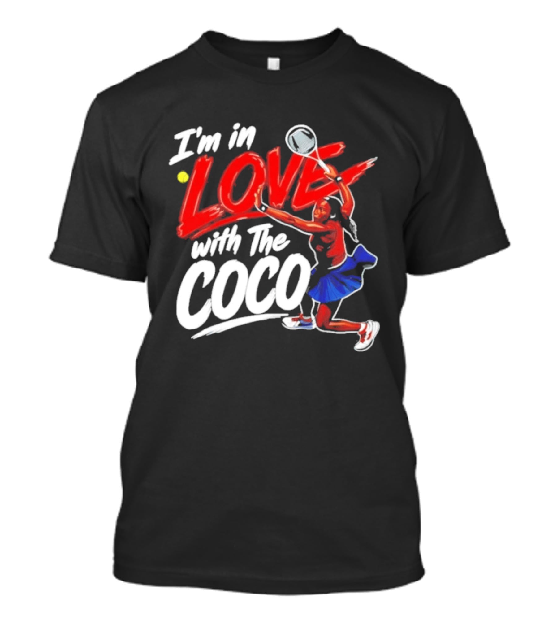 I'm In Love With The Coco Tennis Slam Action Bold Red And White T-Shirt