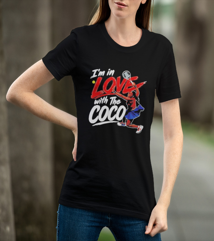 I'm In Love With The Coco Tennis Slam Action Bold Red And White T-Shirt