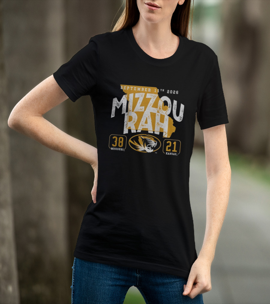 Missouri Tigers 38 Vs Kansas Jayhawks 21 Mizzou Rah September 11th 2026 T-Shirt