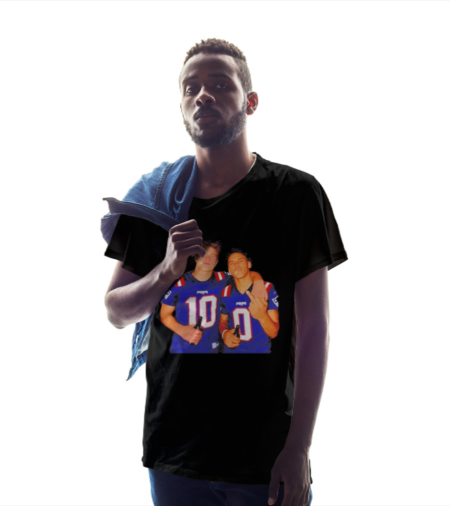 New England Patriots Drake Maye Christian Gonzalez Middle Finger Beer T-Shirt